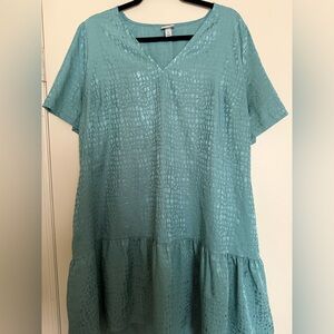 Women’s A New Day Teal Textured V-Neck Short Dress